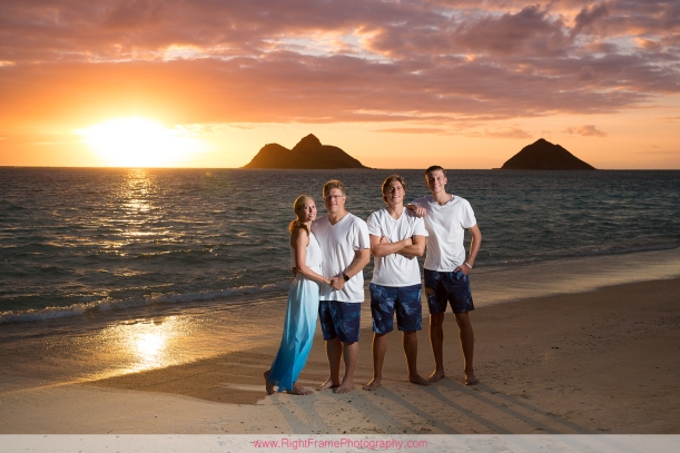 Sunrise lanikai beach family portrait
